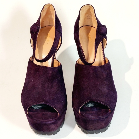 RED Valentino eggplant suede mary-jane platform pumps, EU41/10, new w/ flaws - Picture 10 of 15